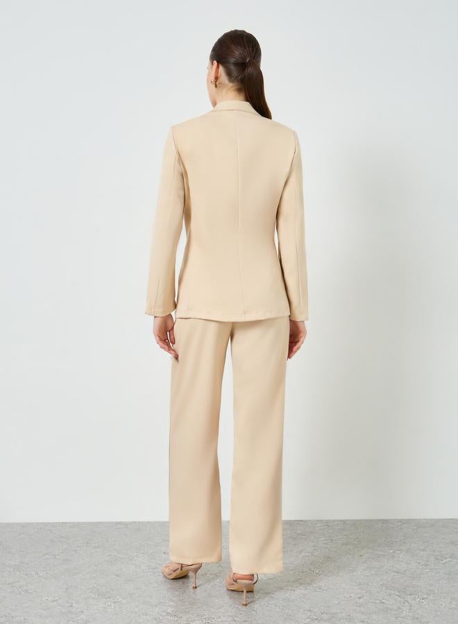 Styli Women Beige Blazer and Wide Leg Pants Co-Ords - Image 4